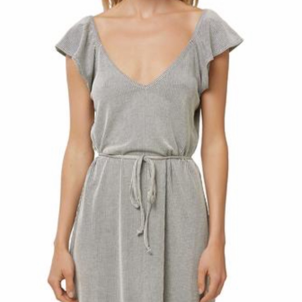 Michael Stars | Ruffled Cap Sleeve Waist Tie V Neckline Dress One Size